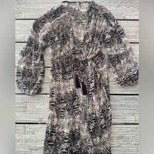 Women's Fashion Nova Long Swim Cover-Up, Sheer Animal Print, Size Large